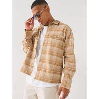 Calvin Klein Jeans Mens Checked Button-Through Cotton Overshirt - Beige
