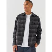 Calvin Klein Jeans Mens Checked Button-Through Overshirt - Black