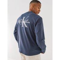 Calvin Klein Jeans Mens Relaxed Back Graphic Long Sleeve T-Shirt - Blue
