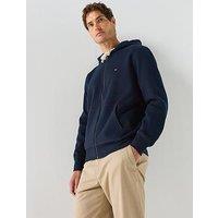 Tommy Hilfiger Flag Embroidery Fleece Zip-Thru Hoody - Navy Blue