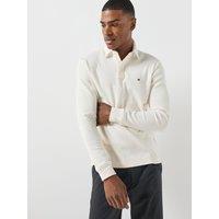 Tommy Hilfiger Mens Waffle Regular Fit Polo Shirt - Ivory
