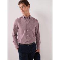 Tommy Hilfiger Men'S Flex Poplin Gingham Regular Fit Shirt - Dark Red