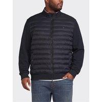 Tommy Hilfiger Mens Big & Tall Mix Media Quilted Bomber Jacket - Black