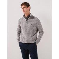 Tommy Hilfiger Men'S Classic Cotton Cable Quarter Zip Knitted Jumper - Grey