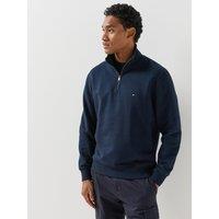 Tommy Hilfiger Mens Essential Fleece 1/4 Zip Sweatshirt - Navy