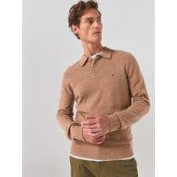 Tommy Hilfiger Lambswool Longsleeve Knitted Polo - Beige