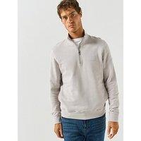 Calvin Klein Quarter Zip Rubber Badge Sweatshirt - Grey