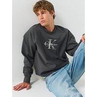 Calvin Klein Jeans Calvin Klein Jeans Premium Terry Monologo Crew Sweatshirt - Grey