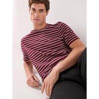 Tommy Hilfiger Regular Fit Essential Flag Logo Striped T-Shirt - Red