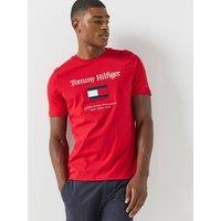 Tommy Hilfiger Mens Embroidered Logo Regular Fit T-Shirt - Red