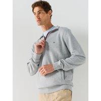 Tommy Hilfiger Rwb Tipping Terry Regular Fit 1/4 Zip Sweatshirt - Light Grey