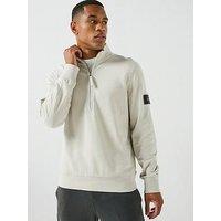 Calvin Klein Jeans Badge 1/4 Zip Sweatshirt - Cream