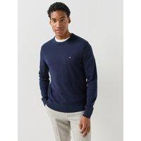 Tommy Hilfiger Mens Pima Cotton Cashmere Crew Neck Knitted Jumper - Navy