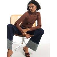 River Island Womens Ribbed Roll Neck Top - Brown