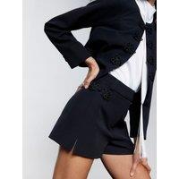 River Island Womens Mandarin Trim High Rise Tailored Shorts - Black