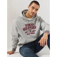 Tommy Hilfiger Mens Varsity Embroidered Loose Fit Hoodie - Light Grey Heather