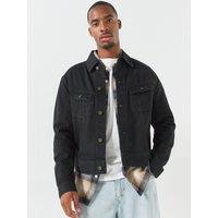 Tommy Hilfiger Mens Button-Through Cotton-Rich Denim Jacket - Black