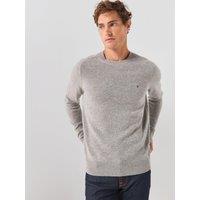 Tommy Hilfiger Lambswool Crew Neck Knitted Jumper - Light Grey