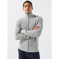 Tommy Hilfiger Rwb Rib Zip Through Knitted Cardigan - Light Grey
