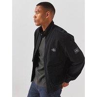 Calvin Klein Jeans Cotton Flannel Lined Harrington Jacket - Black