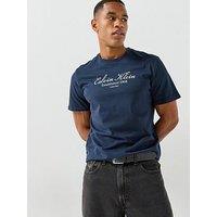 Calvin Klein Jeans Men'S 30S Script Logo Cotton T-Shirt - Navy