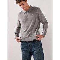 Tommy Hilfiger Men'S Pima Cashmere Long Sleeve Knitted Polo Shirt - Grey