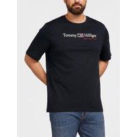Tommy Hilfiger Mens Big & Tall Logo Print Crew Neck T-Shirt - Navy