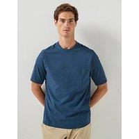Calvin Klein Sport Active Icon Central Logo French Terry T-Shirt - Blue