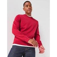 Calvin Klein Jeans Men'S Cotton Monogram Logo Knitted Jumper - Red