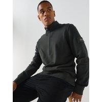 Calvin Klein Jeans Men'S Badge 1/4 Zip Sweatshirt - Black