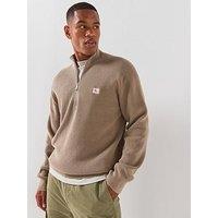 Calvin Klein Jeans Cotton Monogram Logo Knitted Jumper - Beige