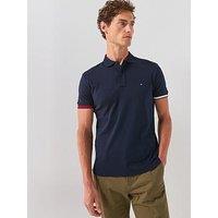 Tommy Hilfiger Men'S Liquid Cotton Cuff Slim Fit Polo Shirt - Navy