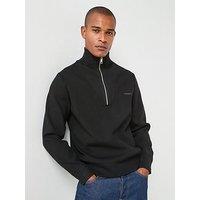 Calvin Klein Men'S Quarter Zip Tech Knit Jumper - Black