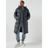 Calvin Klein Jeans Long Length Water-Repellent Hooded Nylon Padded Coat - Black