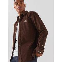Calvin Klein Jeans Mens Regular Fit Corduroy Long Sleeve Shirt - Brown