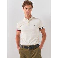 Tommy Hilfiger Liquid Cotton Cuff Slim Fit Polo Shirt - Light Cream/Red