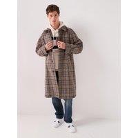 Tommy Hilfiger Wool Check Peacoat Coat - Brown