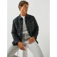 Calvin Klein Mens Checked Wool Blend Popper Jacket - Black