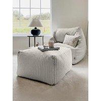 Rucomfy Cord Snuggle Chair - Adult - Platinum Grey - Matching Ottoman