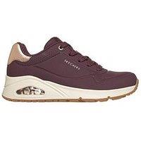 Skechers Uno Golden Air Duraleather With Metallic Heel Lace Up Fashion Sneaker - Purple