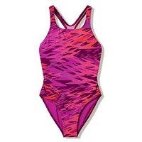 Speedo Junior Girls Hyperboom Print Medalist Swimsuit - Pink