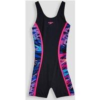 Speedo Girls Hyperboom Splice Muscleback Close-Fit Legsuit - Black