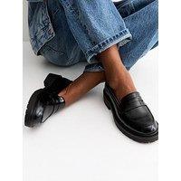 New Look Shiny Faux Leather Chunky Loafers - Black