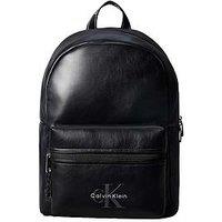 Calvin Klein Faux Leather Backpack With Bold Logo Detail - Black
