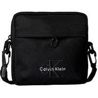 Calvin Klein Men'S Nylon Crossbody Bag With Front Zip Pocket And Adjustable Strap - Black