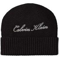 Calvin Klein Scripted Logo Cotton Beanie - Black