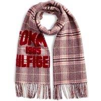 Tommy Hilfiger Varsity Logo Check Pure Wool Scarf - Pink Check