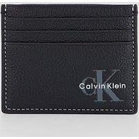 Calvin Klein Men'S Leather Monologo Card Holder With 7 Card Slots - Black