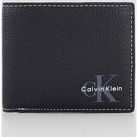 Calvin Klein Men'S Pebble Leather Bifold Wallet With Coin Pouch - Black
