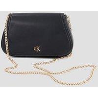 Calvin Klein Ck Monogram Hardware Chain Shoulder Bag - Black